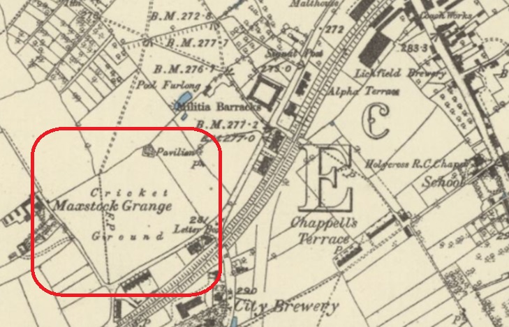 Lichfield - Cricket ground : Map credit National Library of Scotland